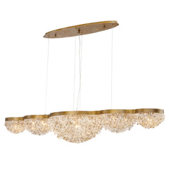 Eurofase Mondo 59" 15-Light Chandelier, Gold with Amber Crystal, front view