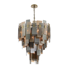 Eurofase Cocolina 30" 19-Light Chandelier, Brushed Brass with Amber Glass, front view