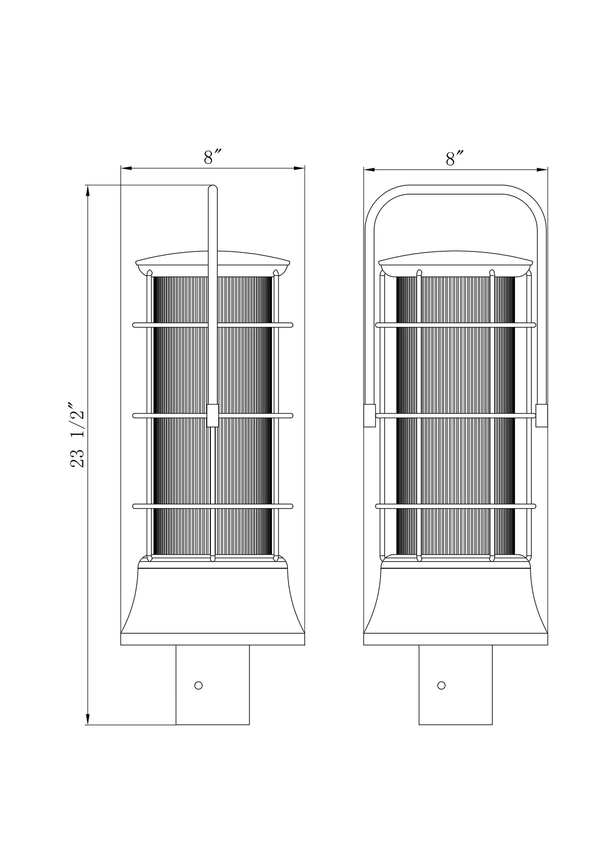 Rivamar outdoor light dimension drawing