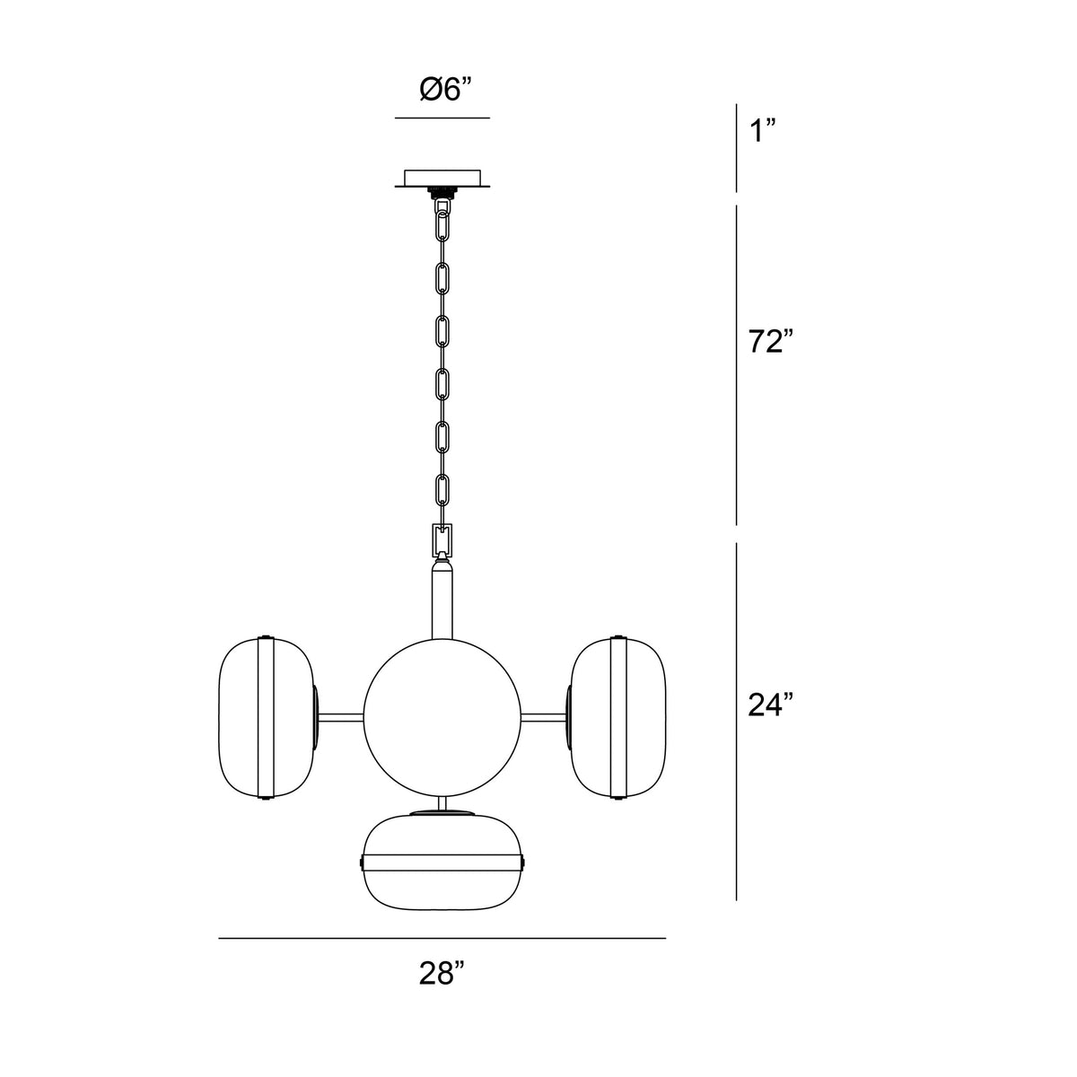 Nottingham chandelier dimension drawing