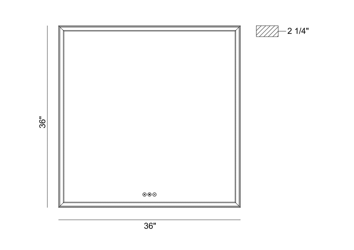 Nixon LED mirror dimension drawing