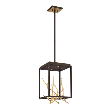 Eurofase Aerie 12.5" 4-Light LED Pendant, Gold­black Mix with Gold Steel, front view
