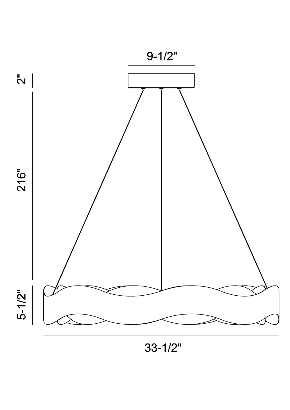 Vaughan chandelier dimension drawing