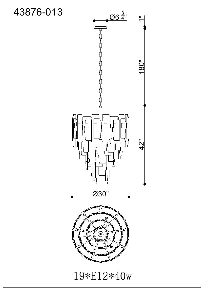 Cocolina chandelier dimension drawing