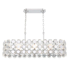 Eurofase Perrene 40" 8-Light Chandelier, Chrome with Clear Glass, front view