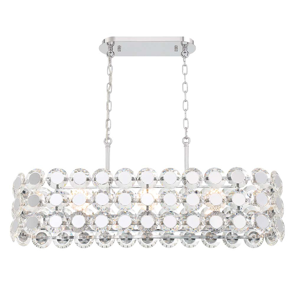 Eurofase Perrene 40" 8-Light Chandelier, Chrome with Clear Glass, front view