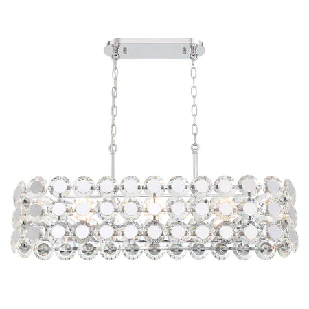 Eurofase Perrene 40" 8-Light Chandelier, Chrome with Clear Glass, front view