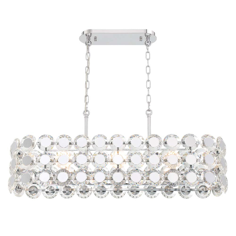 Eurofase Perrene 40" 8-Light Chandelier, Chrome with Clear Glass, front view