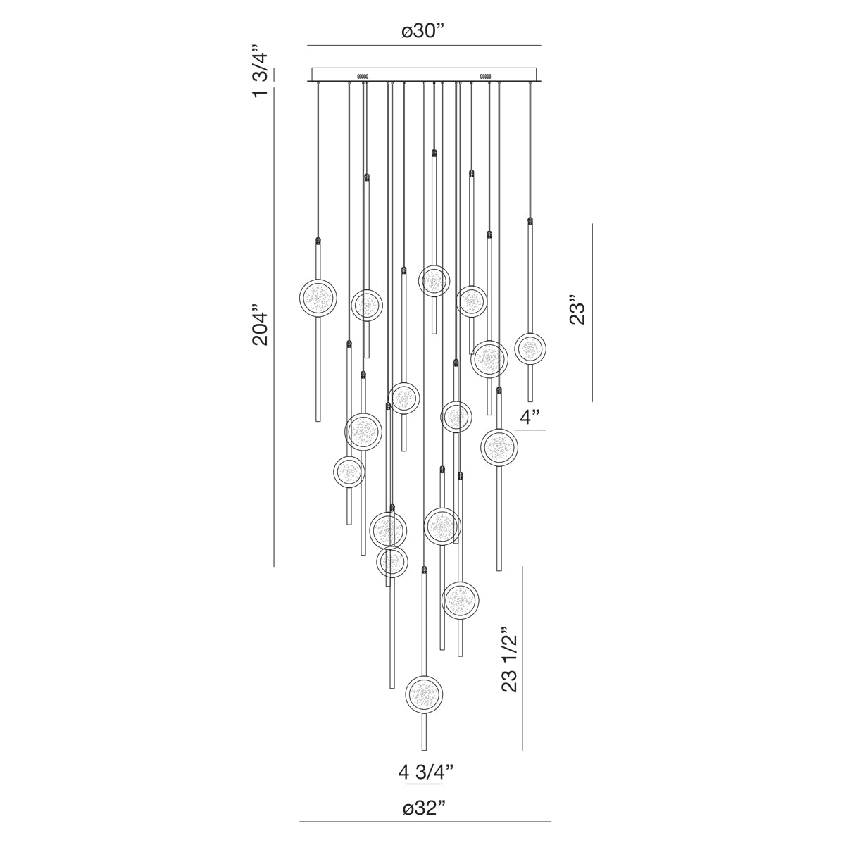 Barletta chandelier dimension drawing