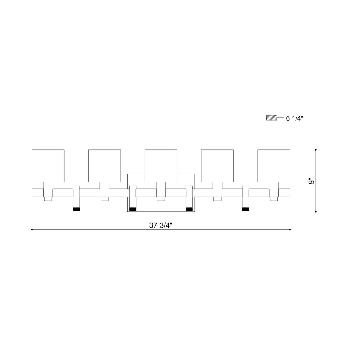 Decato vanity light dimension drawing