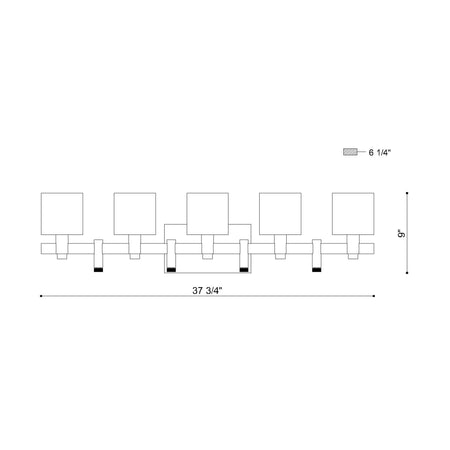 Decato vanity light dimension drawing