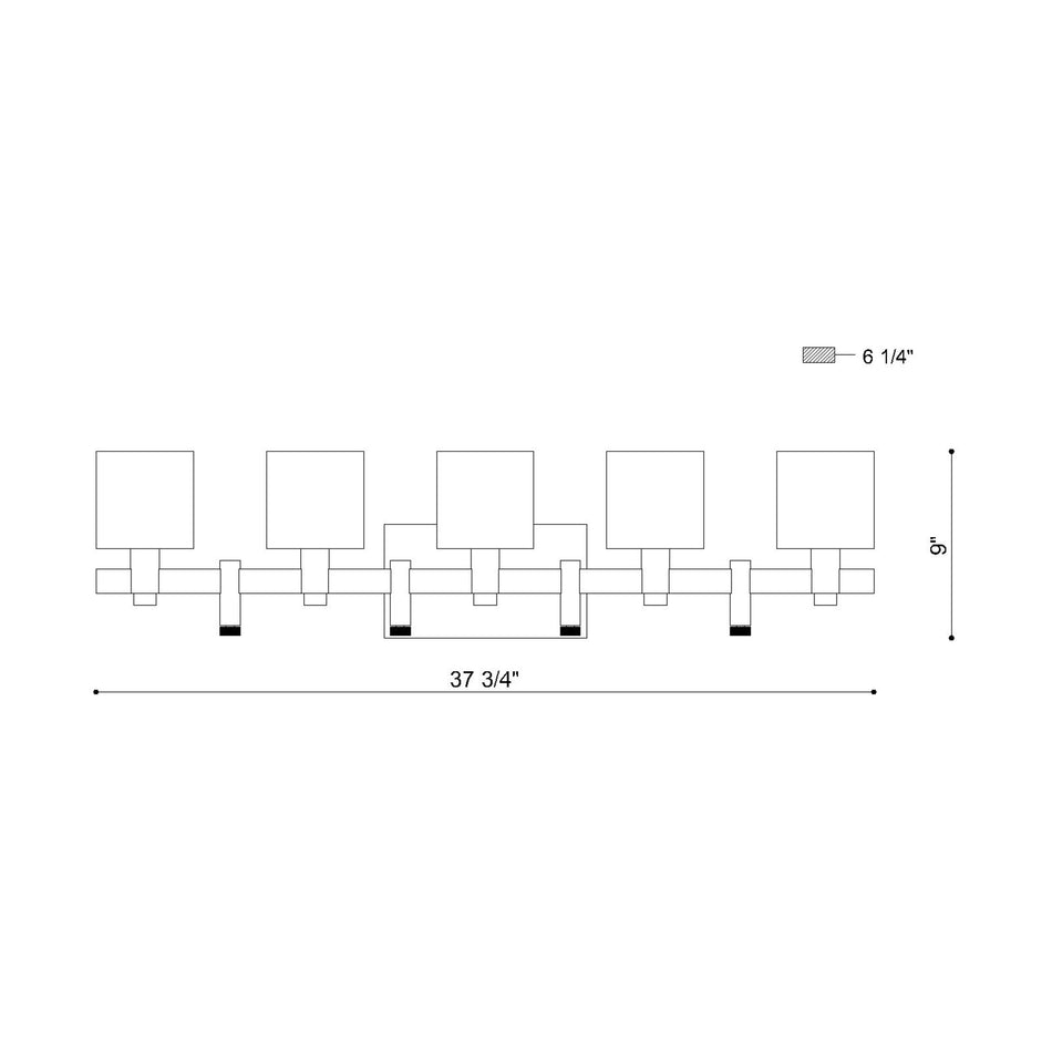 Decato vanity light dimension drawing