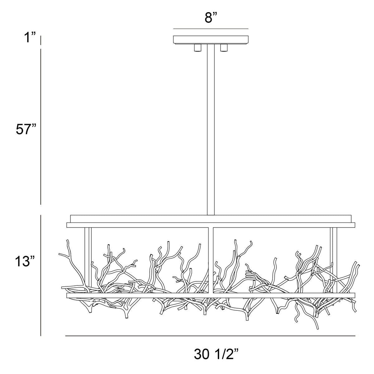 Aerie chandelier dimension drawing
