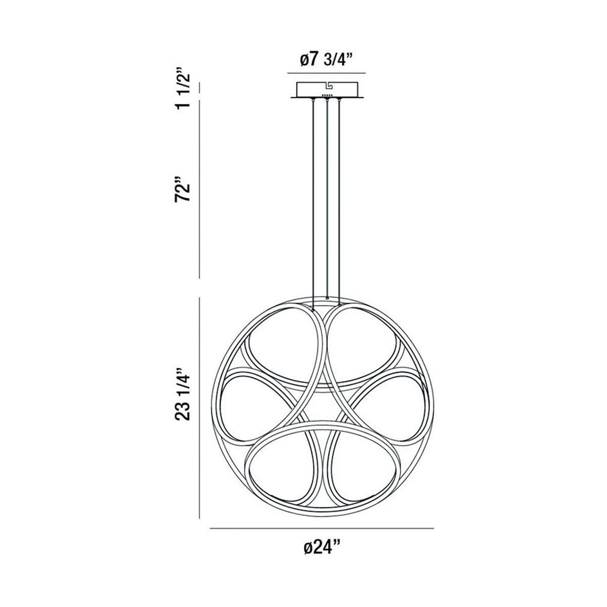 Glenview pendant dimension drawing