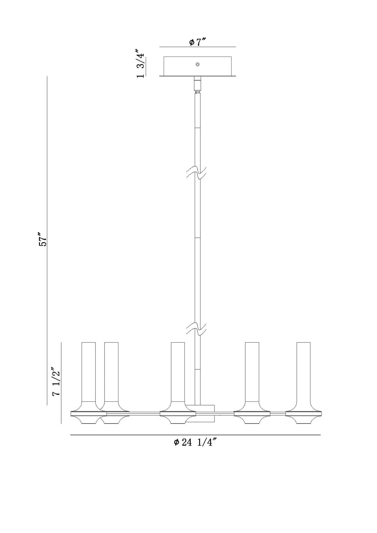 Torcia chandelier dimension drawing