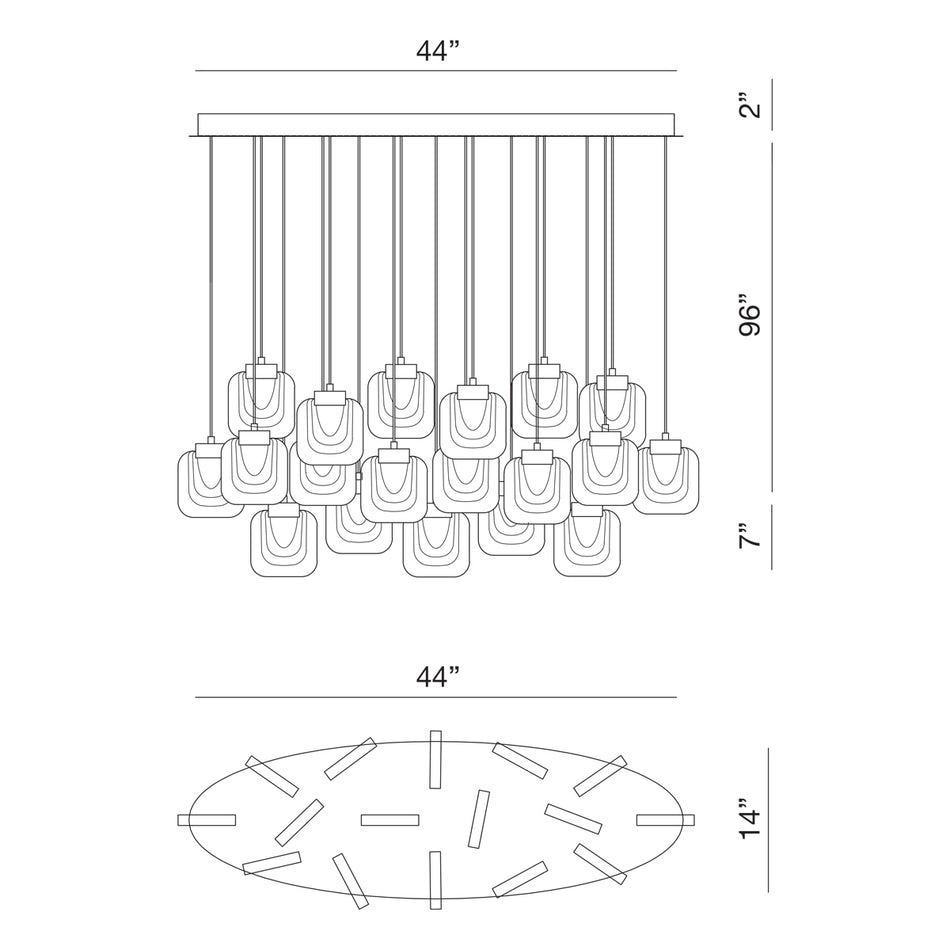Paget chandelier dimension drawing