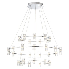 Eurofase Netto 40.5" 66-Light LED Chandelier, Chrome with White Acrylic, front view