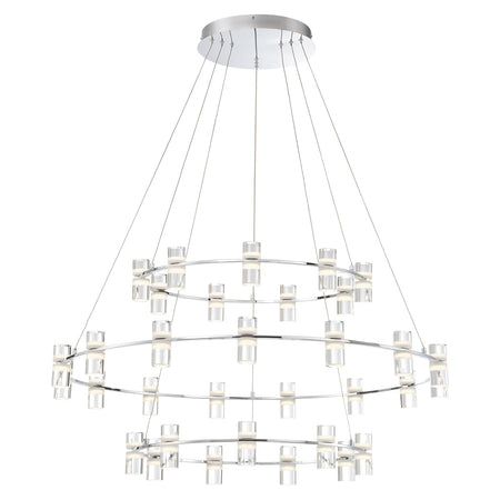 Eurofase Netto 40.5" 66-Light LED Chandelier, Chrome with White Acrylic, front view