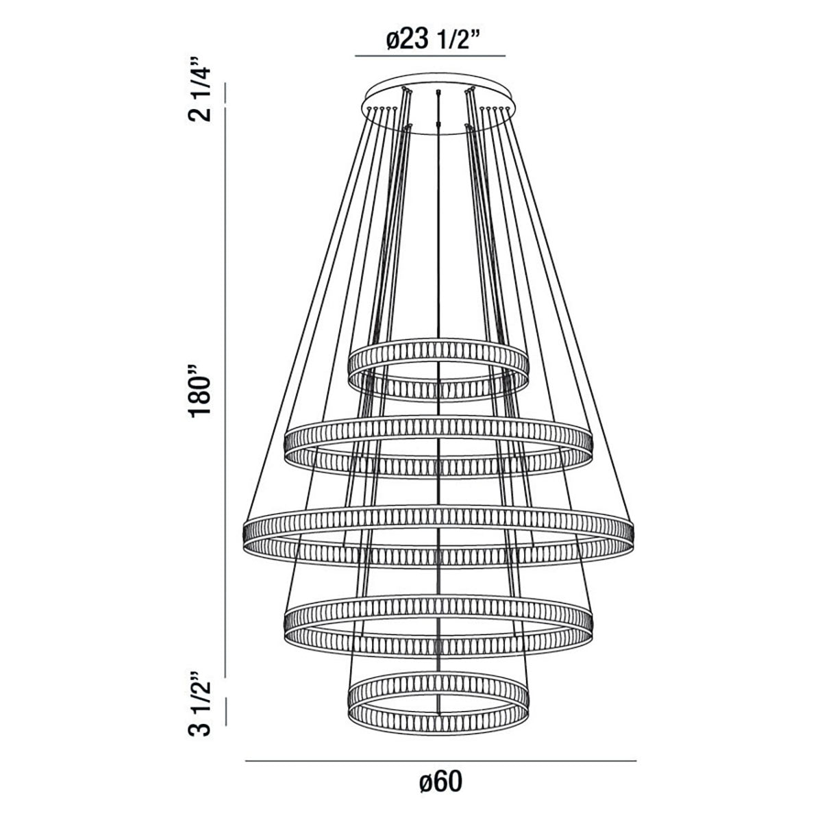 Forster chandelier dimension drawing
