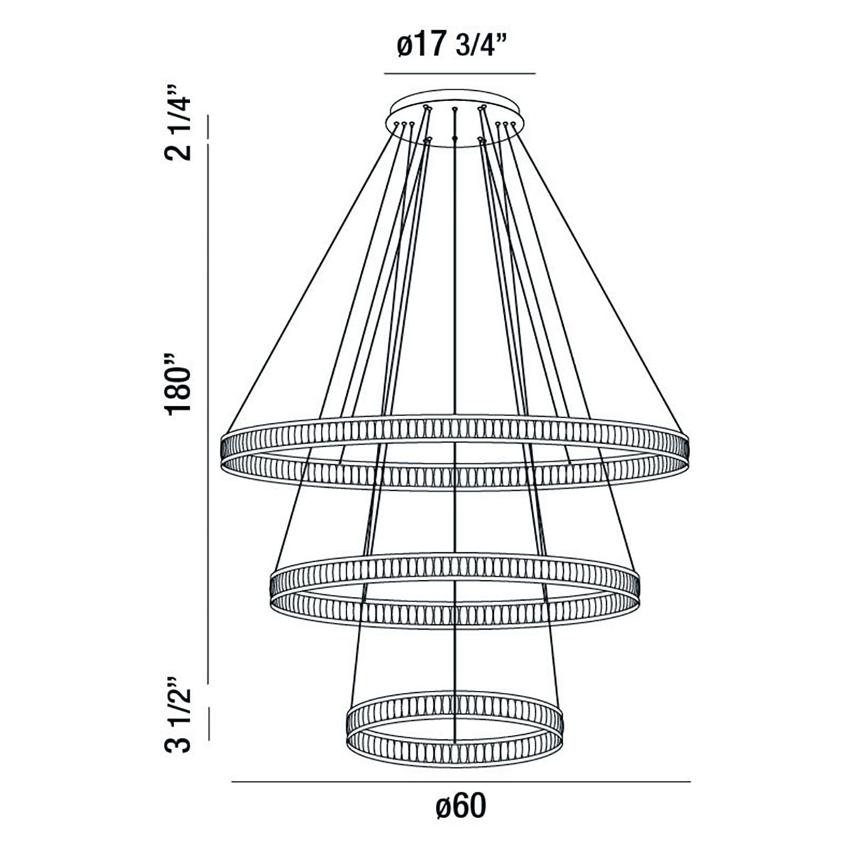 Forster chandelier dimension drawing