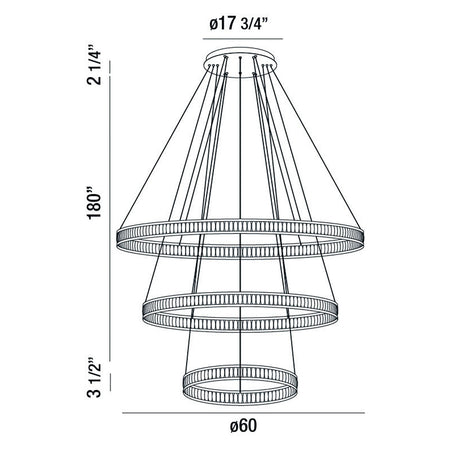 Forster chandelier dimension drawing