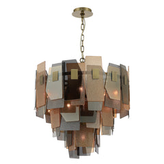 Eurofase Cocolina 24" 10-Light Chandelier, Brushed Brass with Amber Glass, front view
