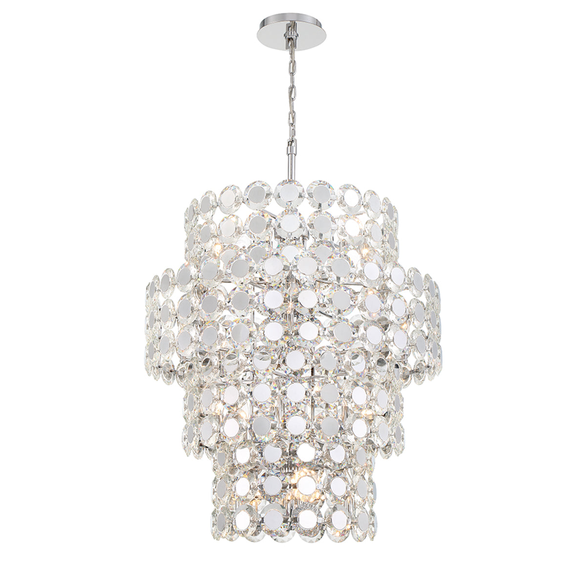 Eurofase Perrene 31.5" 24-Light Chandelier, Chrome with Clear Glass, front view