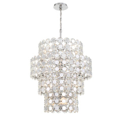 Eurofase Perrene 31.5" 24-Light Chandelier, Chrome with Clear Glass, front view