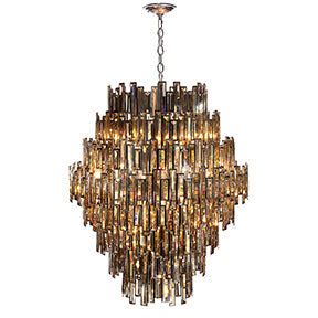 Eurofase Vienna 39.5" 28-Light Chandelier, Chrome with Amber Glass, front view