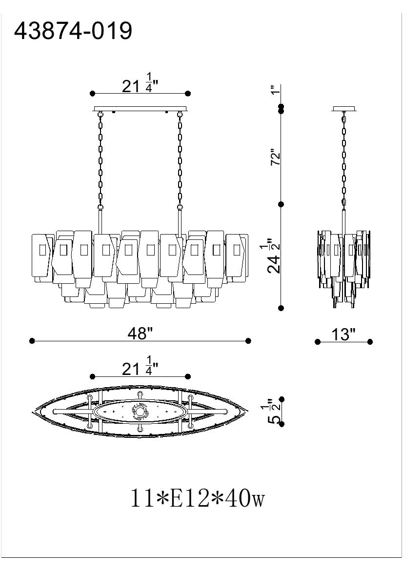Cocolina chandelier dimension drawing
