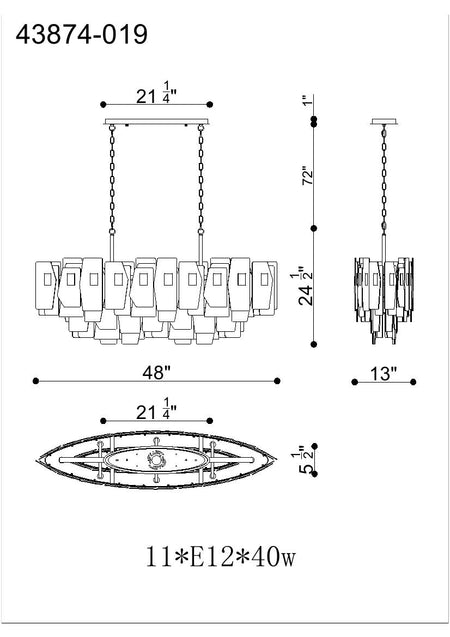 Cocolina chandelier dimension drawing