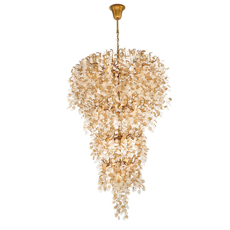 Eurofase Campobasso 47.25" 33-Light Chandelier, Gold with Amber Glass, front view