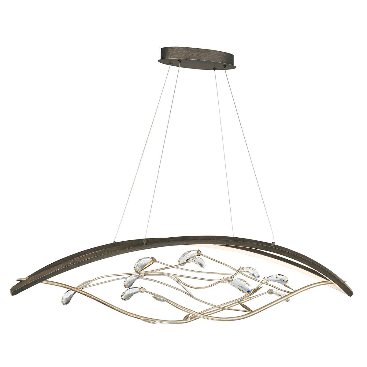 Eurofase Basilica 47.25" 2-Light LED Chandelier, Bronze Plated with Clear Crystal, front view