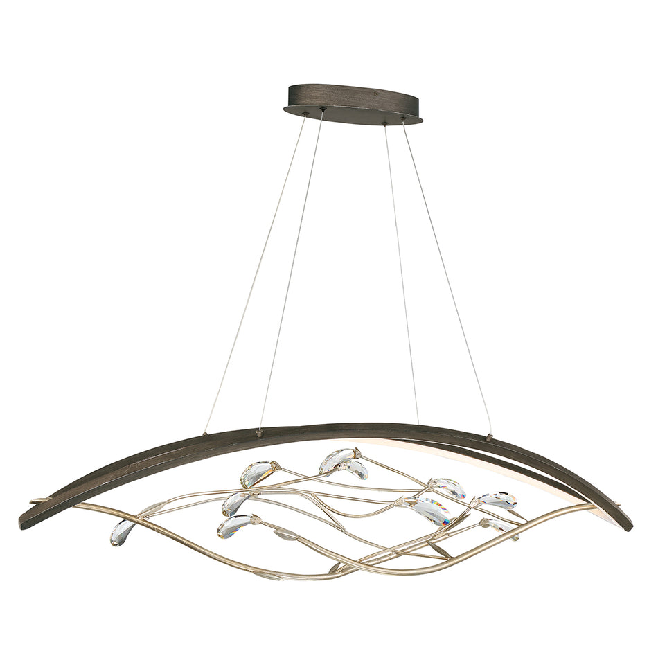 Eurofase Basilica 47.25" 2-Light LED Chandelier, Bronze Plated with Clear Crystal, front view