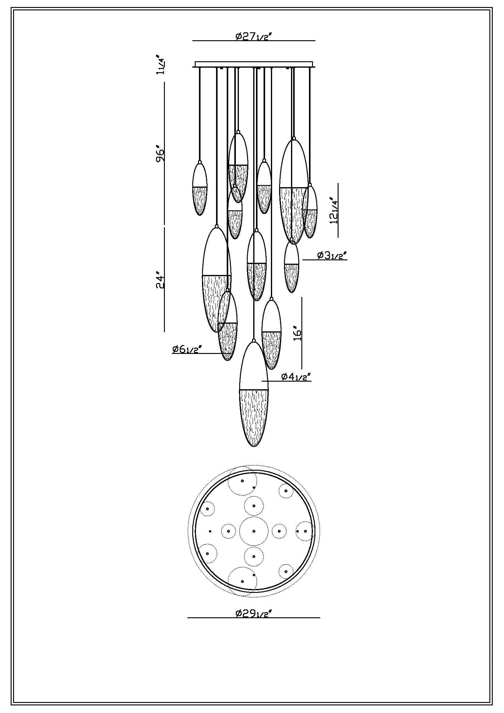 Ecrou chandelier dimension drawing