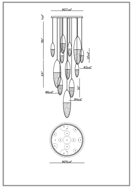 Ecrou chandelier dimension drawing