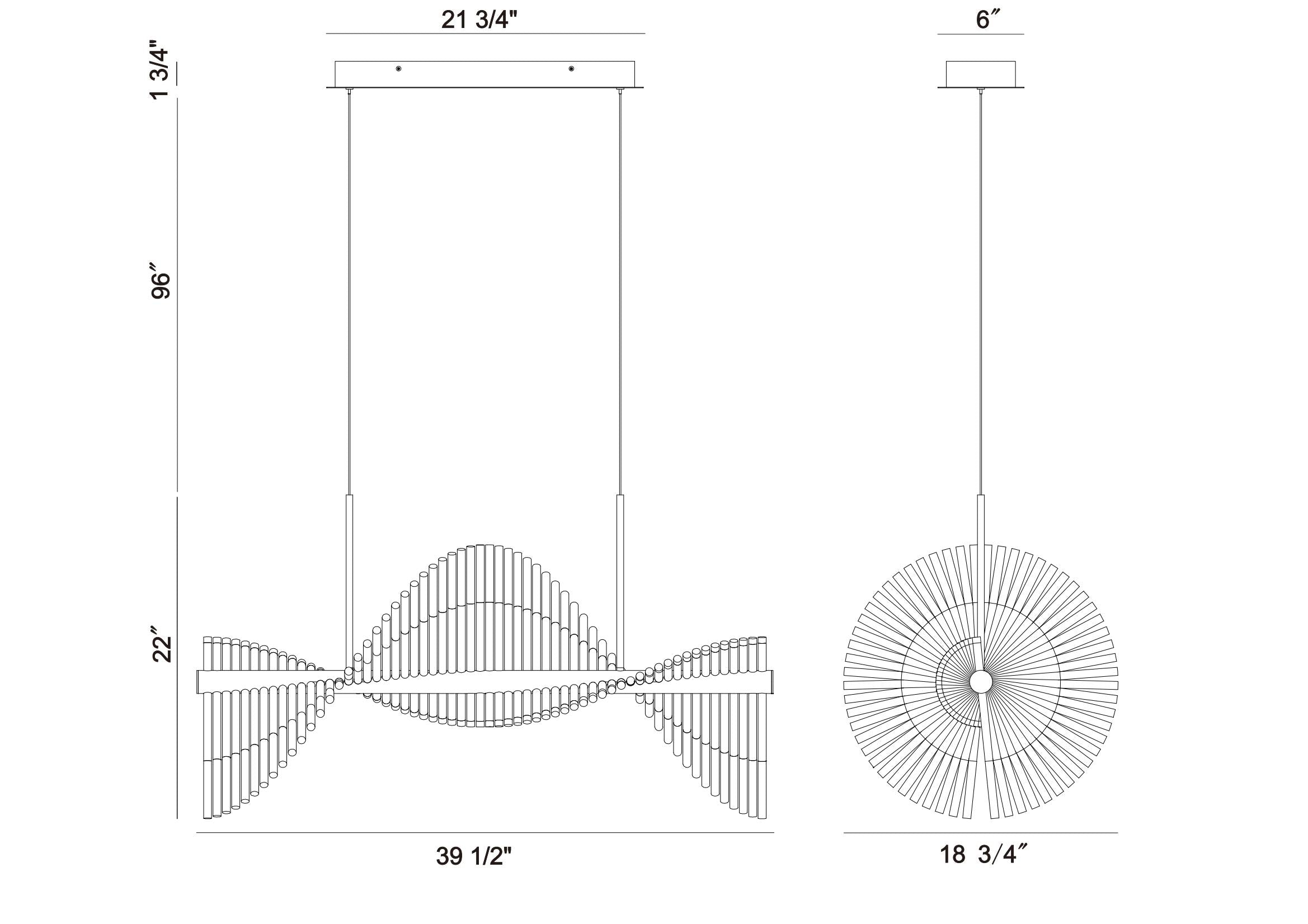 Voltik chandelier dimension drawing