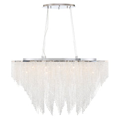 Eurofase Cohen 48" 18-Light Chandelier, Chrome with Clear Crystal Bead, front view