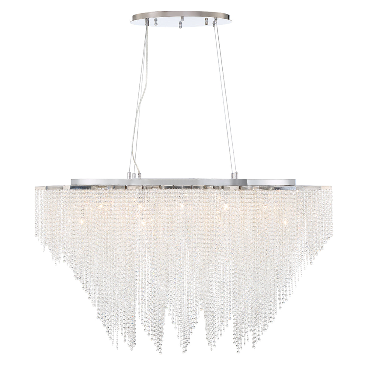 Eurofase Cohen 48" 18-Light Chandelier, Chrome with Clear Crystal Bead, front view