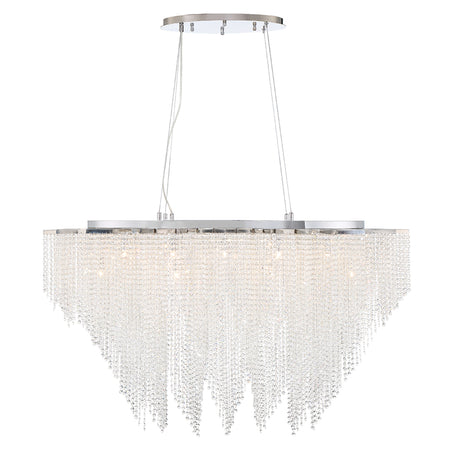 Eurofase Cohen 48" 18-Light Chandelier, Chrome with Clear Crystal Bead, front view