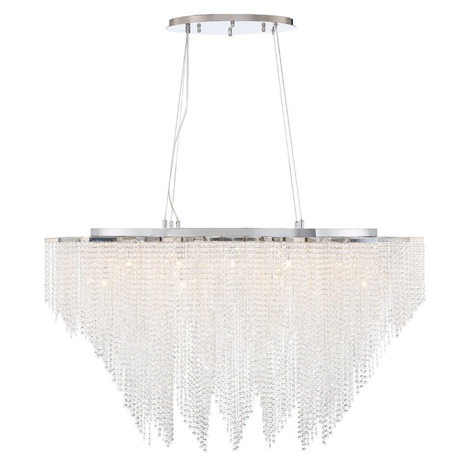 Eurofase Cohen 48" 18-Light Chandelier, Chrome with Clear Crystal Bead, front view