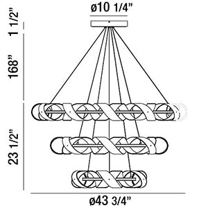 Banderia chandelier dimension drawing