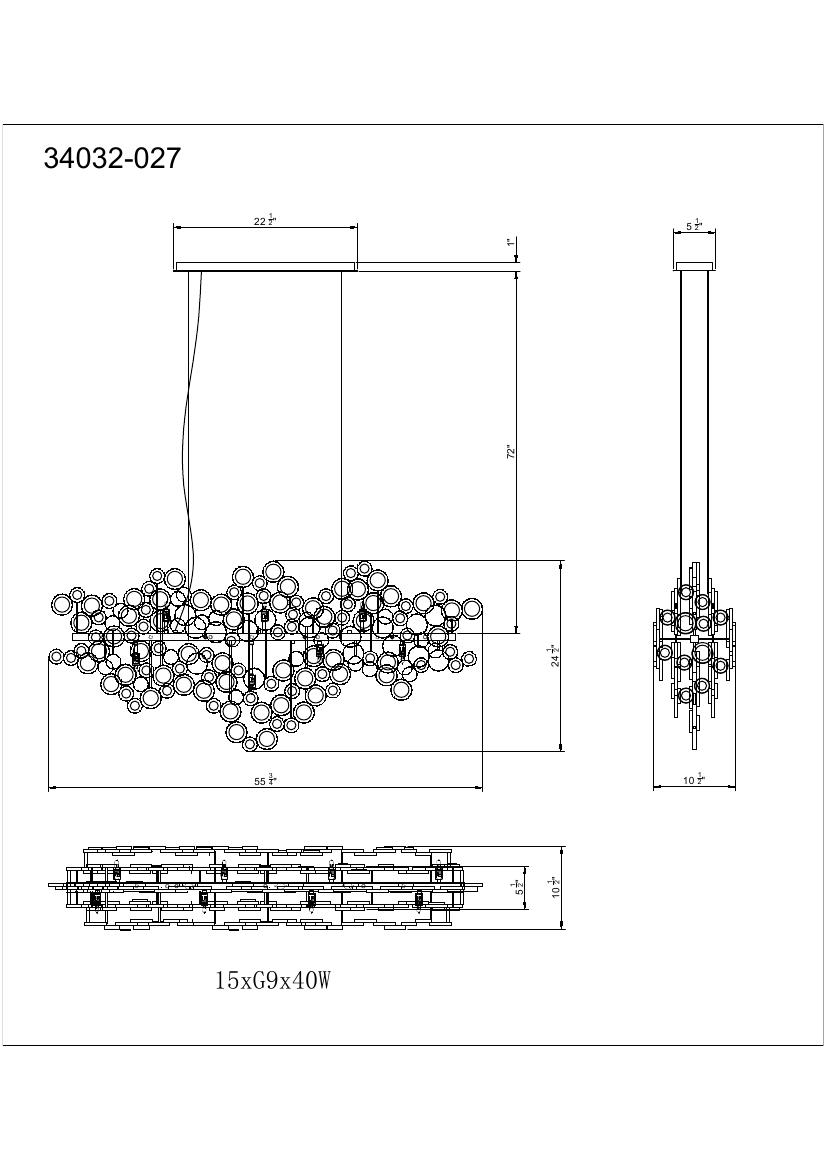 Trento chandelier dimension drawing