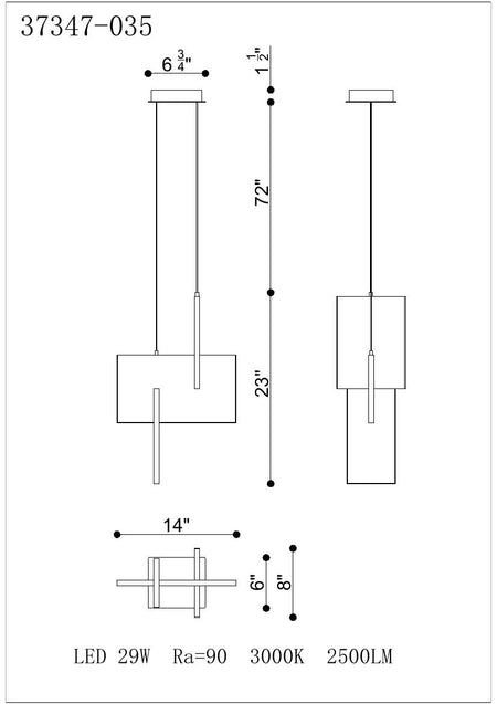 Coburg pendant dimension drawing