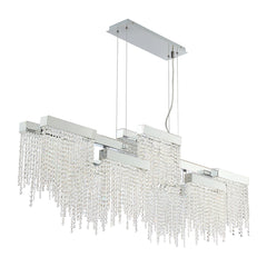 Eurofase Rossi 51.25" 10-Light LED Chandelier, Chrome with Clear Glass, front view