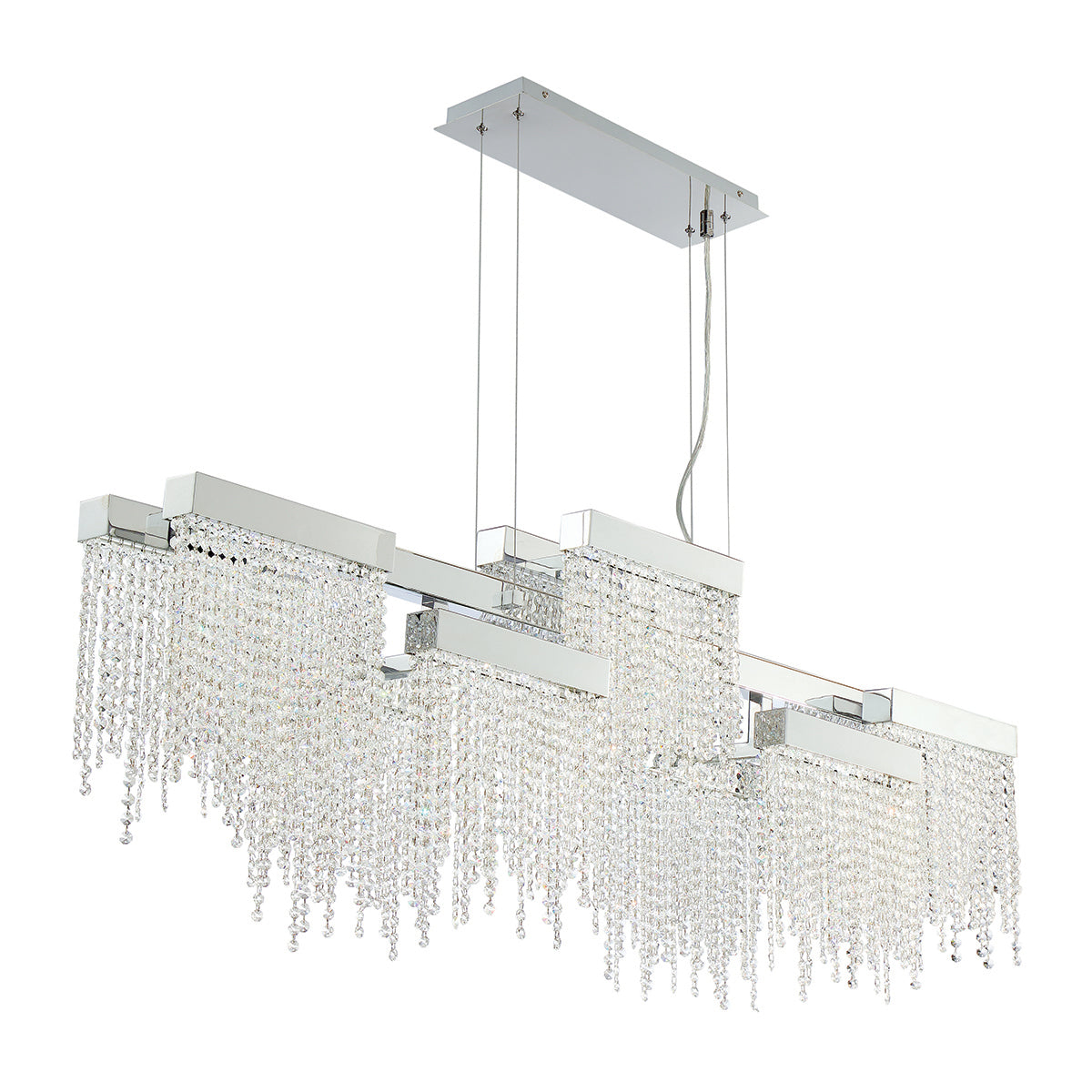 Eurofase Rossi 51.25" 10-Light LED Chandelier, Chrome with Clear Glass, front view