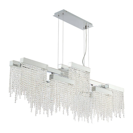 Eurofase Rossi 51.25" 10-Light LED Chandelier, Chrome with Clear Glass, front view