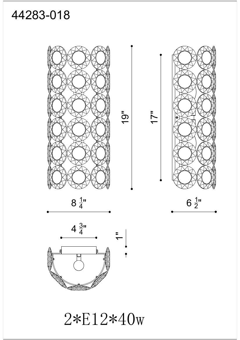 Perrene wall sconce dimension drawing