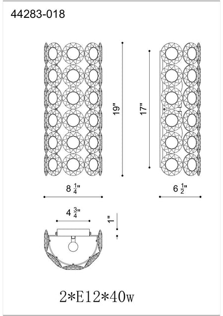 Perrene wall sconce dimension drawing