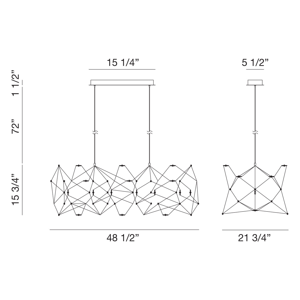 Leonardelli chandelier dimension drawing